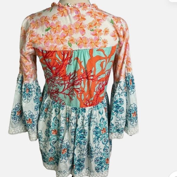 Modaposa Womens Floral & Abstract Print Tunic Top With Bell Sleeves - Picture 4 of 8